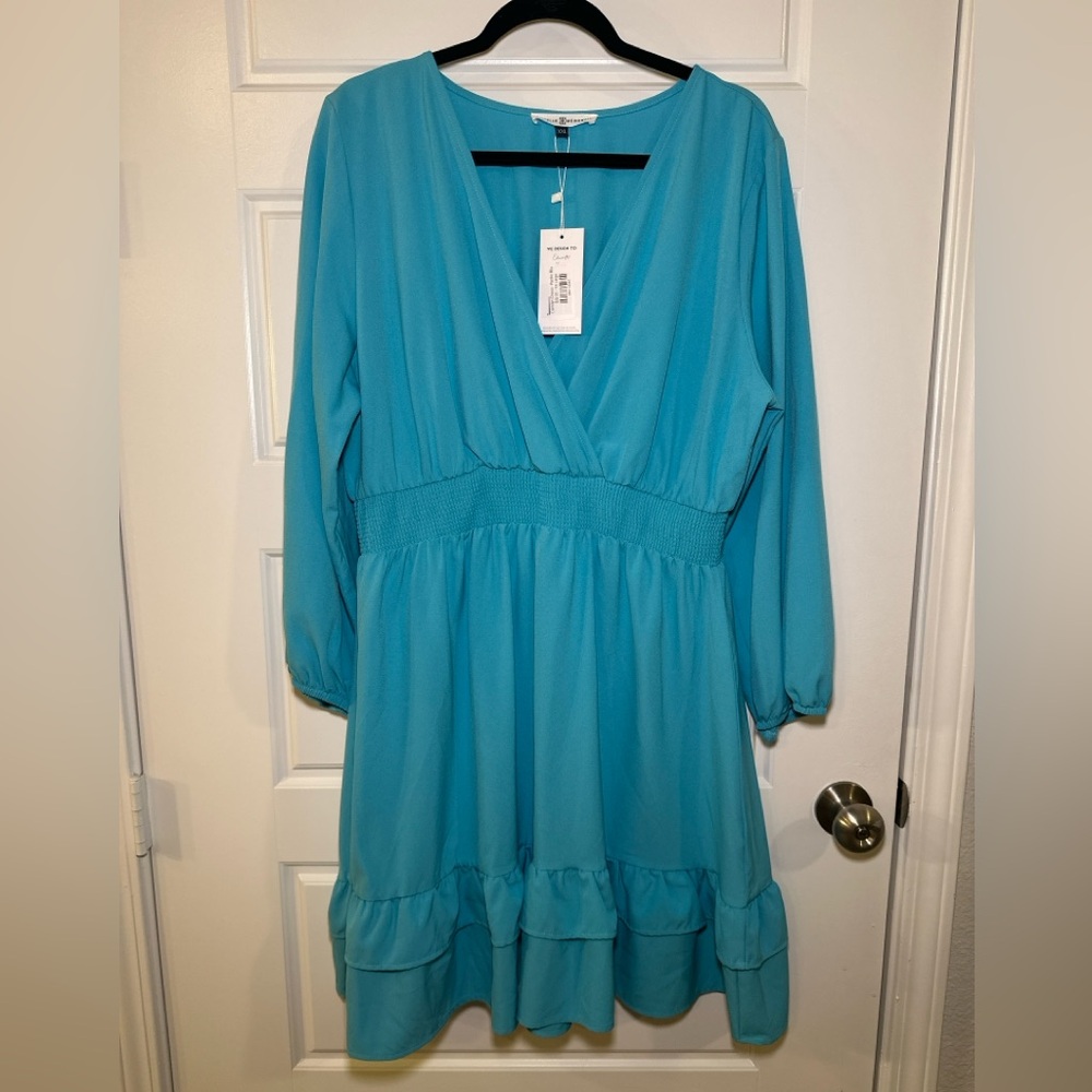 Chic Blue V-Neck Dress